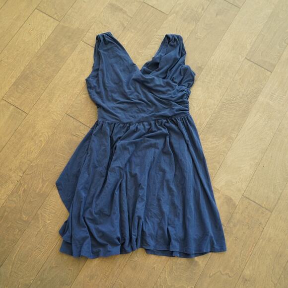 Garnet Hill Cross-Pleated Knit Dress Navy Size‎ Large - Picture 2 of 4